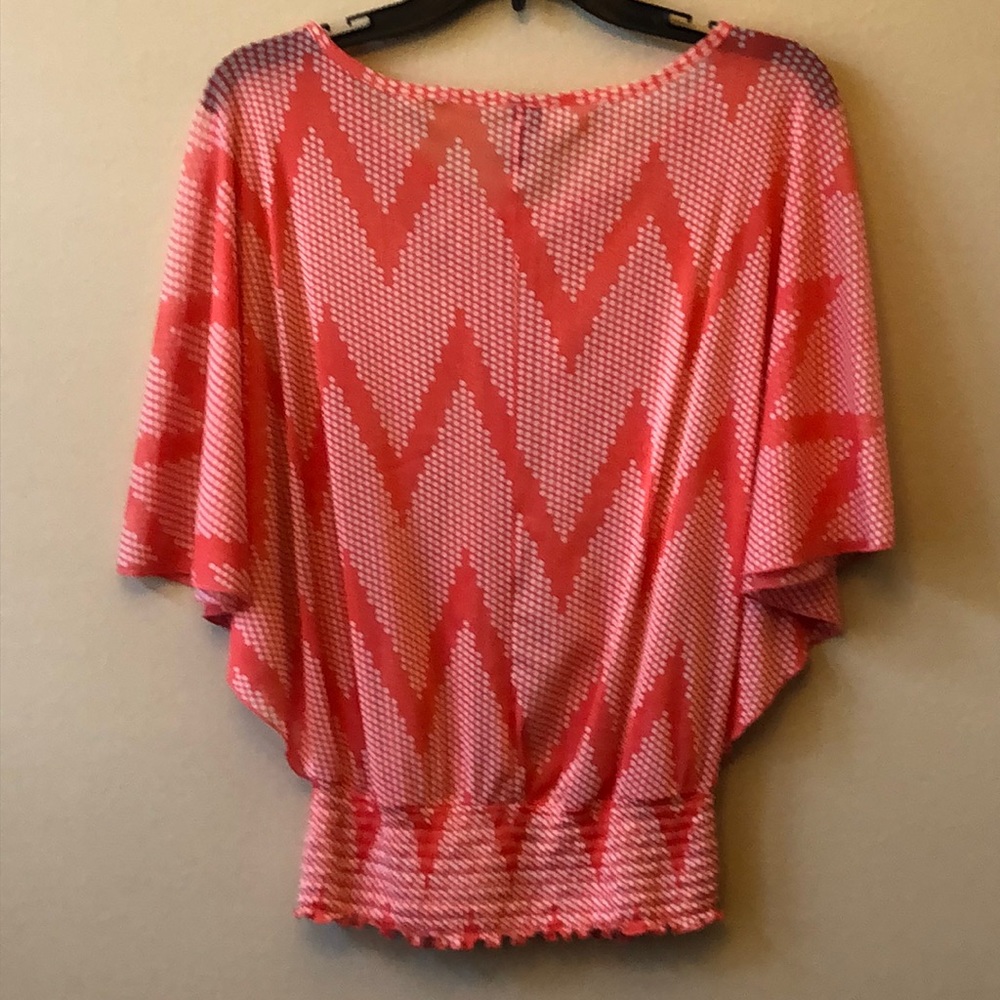 Maurice’s Coral Blouse Butterfly Sleeve Top Shirt size Small - Picture 5 of 6